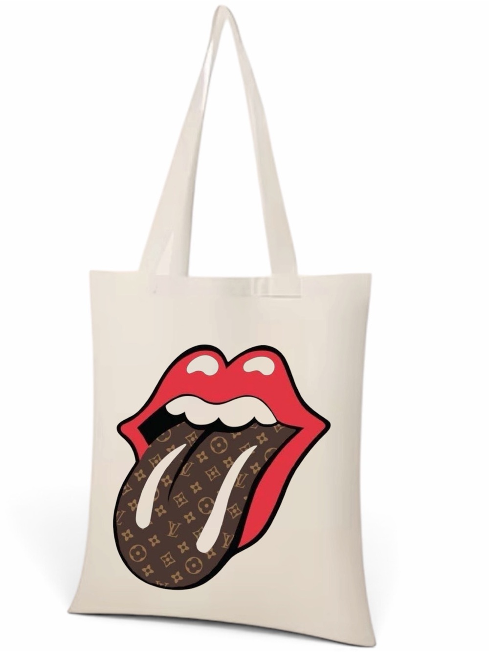Tote Bag with Red Lip Graphic handcrafted by PINKIE